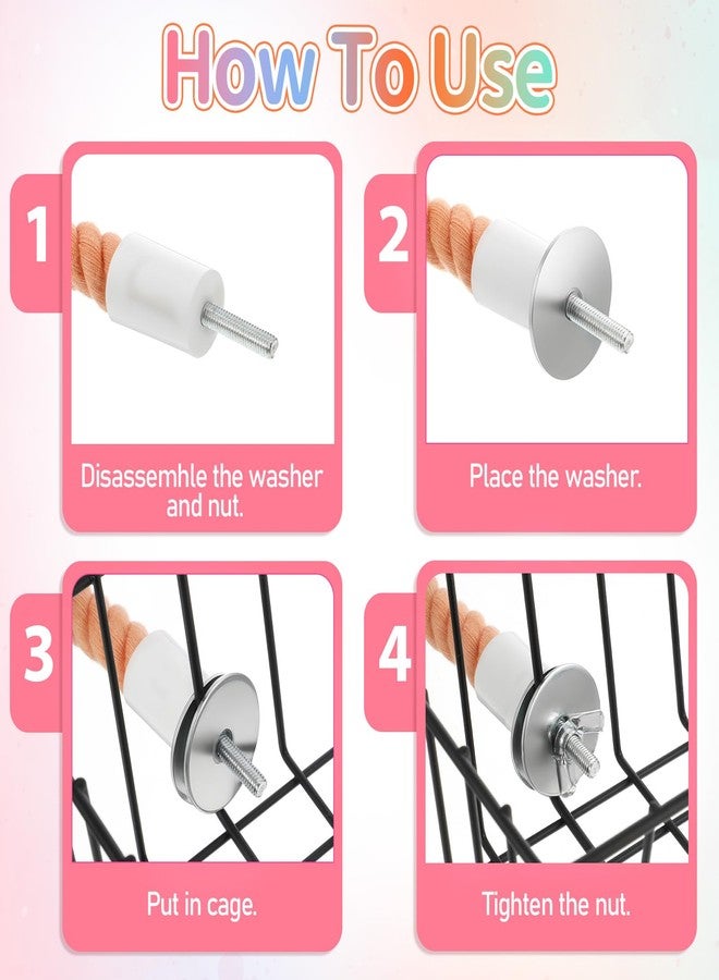 Zelphvt 4 Packs Gradient Bendable Bird Rope Perches, Parrot Bird Perch Rope Stand for Cage Climbing Rope Toys Cotton Swing Climbing Rope Standing Bungee Toy for Parakeet Lovebirds Cockatiels Budgies - Image 2